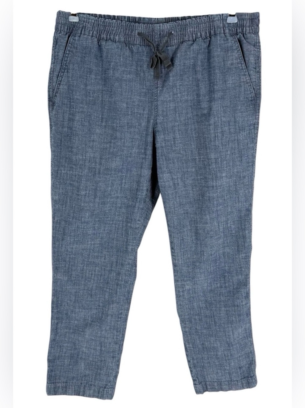 LL Bean Lakewashed Chambray Ankle Pants Womens Size 10 P Blue Cotton